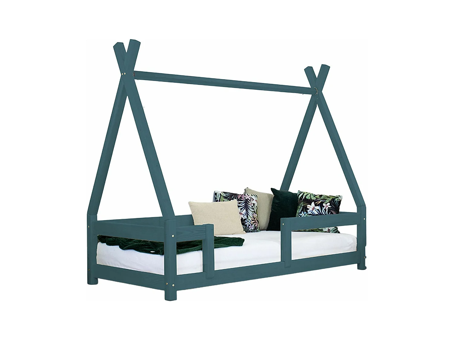 Lit cabane enfant NAKANA 120 x 180 vert pétrole