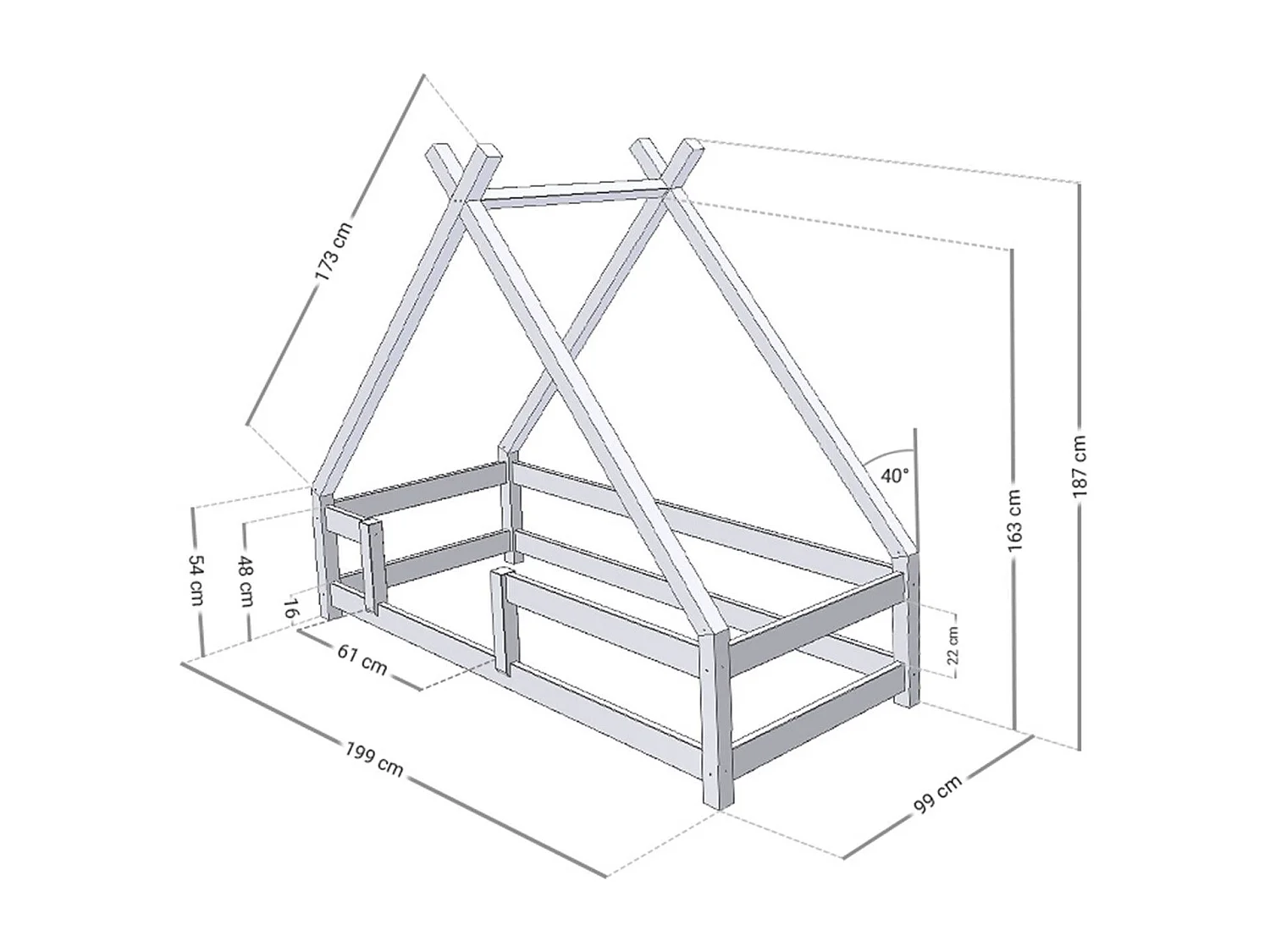 TAHUKA kinderbed 90 x 190 baksteenrood