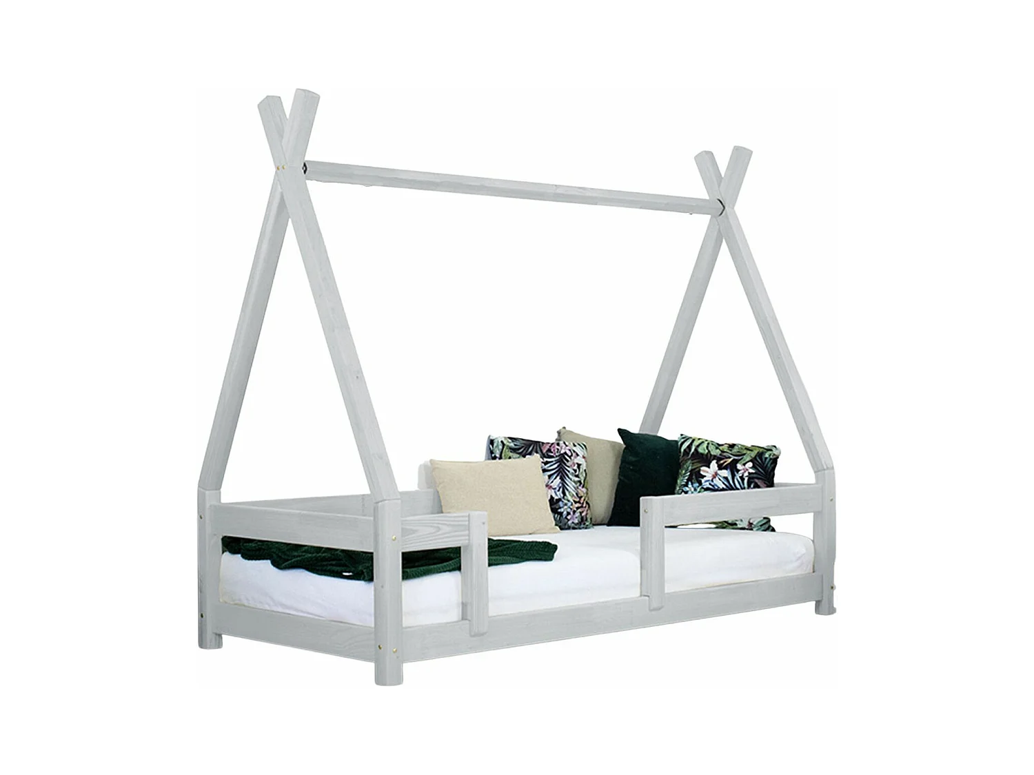 Lit cabane enfant NAKANA 120 x 200 gris clair