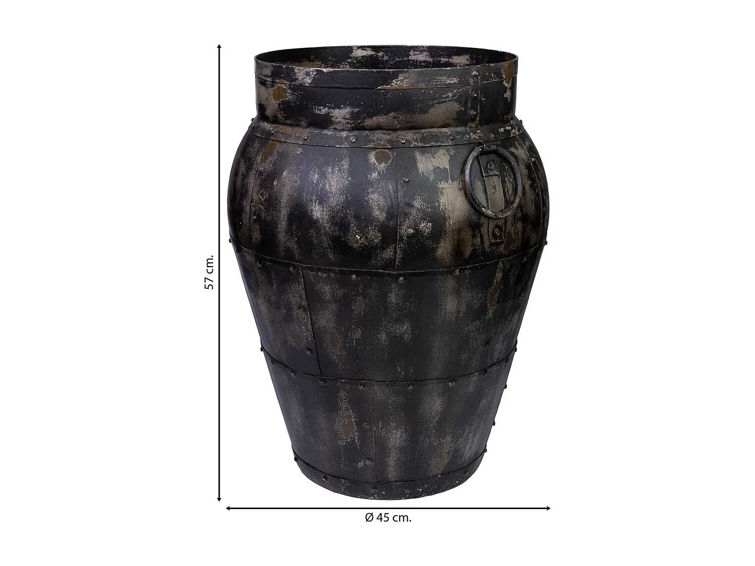 Vase en métal vieilli noir 45x45x57