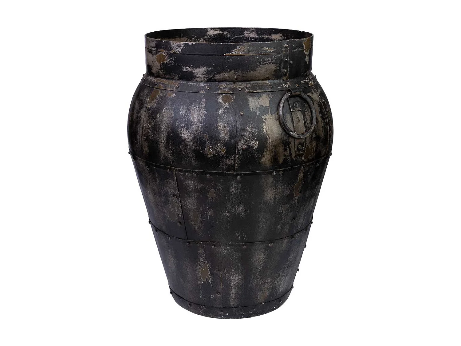 Schwarze Vase aus gealtertem Metall, 45 x 45 x 57 cm