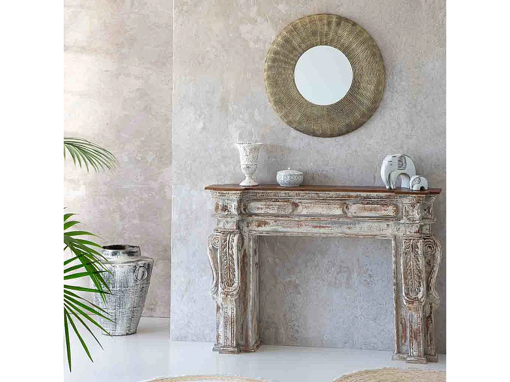 Vaso de metal envelhecido branco 50x50x58