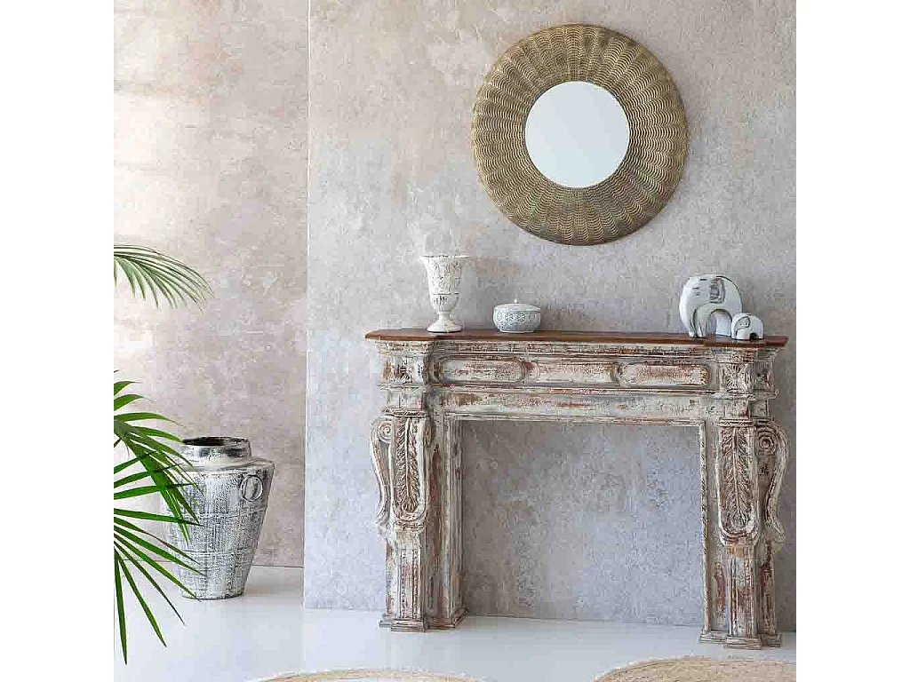 Weiße Vase aus gealtertem Metall, 50x50x58