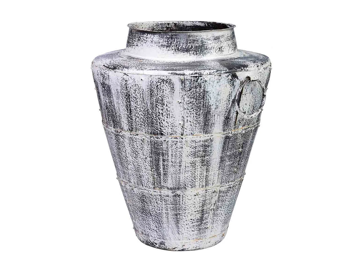 Weiße Vase aus gealtertem Metall, 50x50x58