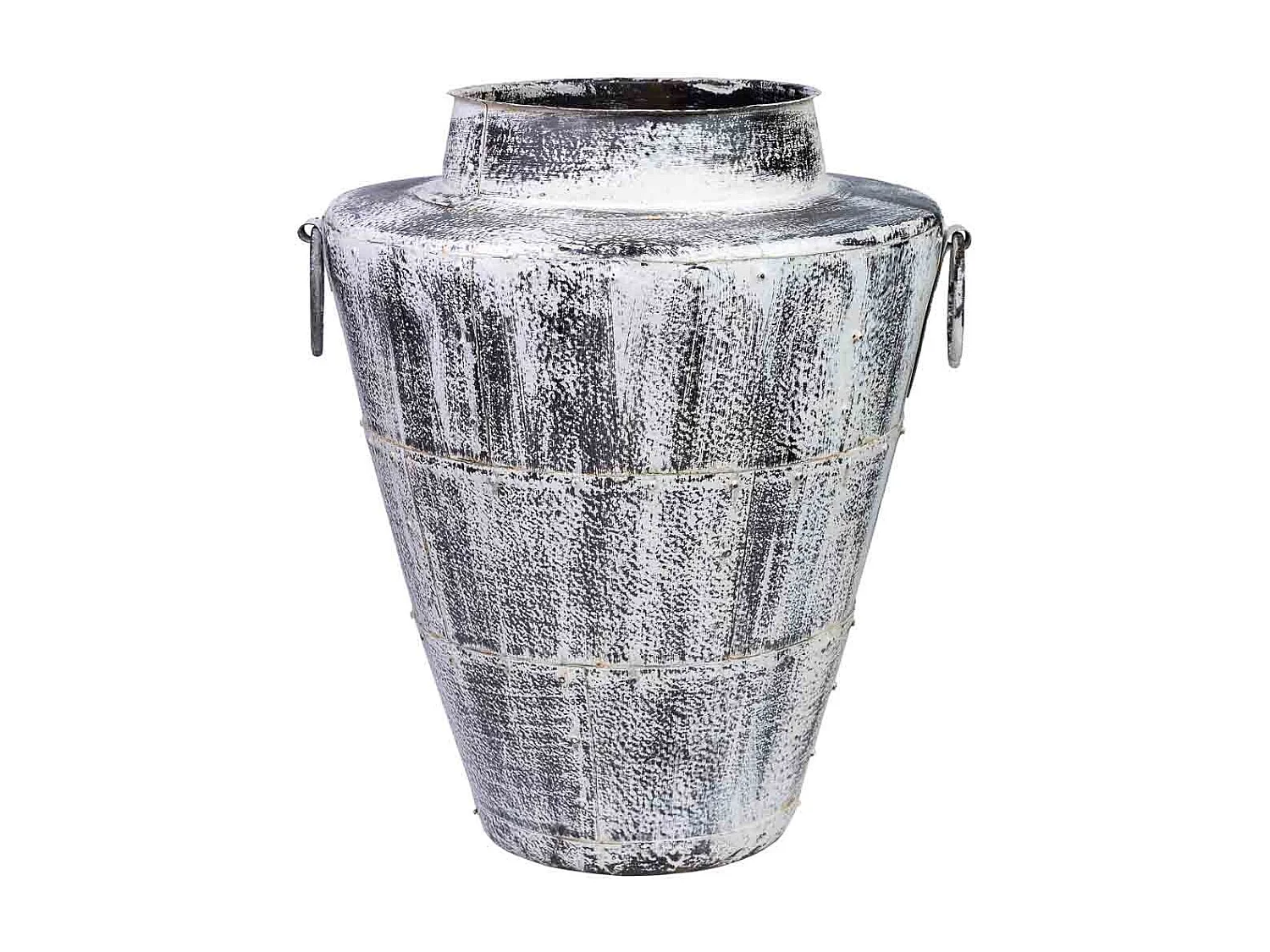 Weiße Vase aus gealtertem Metall, 50x50x58