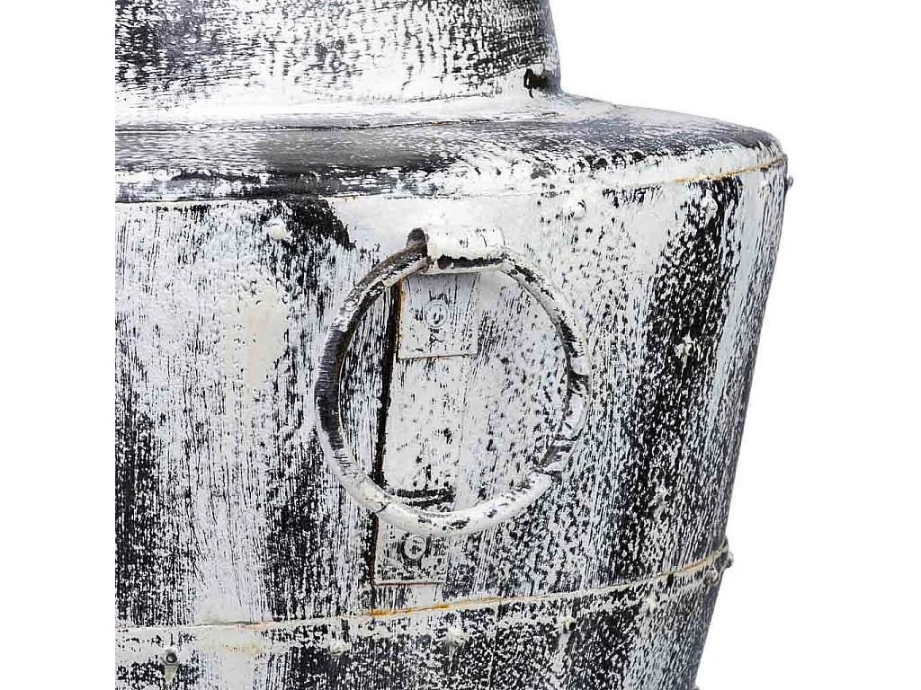 Weiße Vase aus gealtertem Metall, 50x50x58