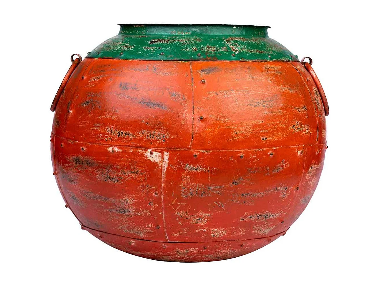 Vase en métal antique rouge 38x38x40h cm