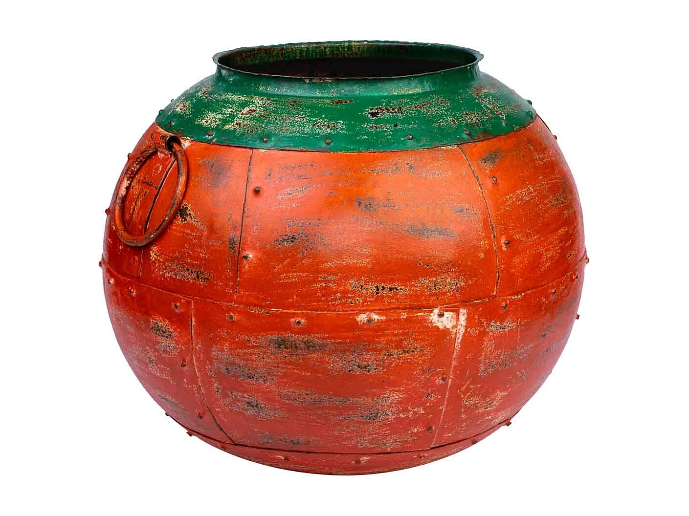 Vase en métal antique rouge 38x38x40h cm