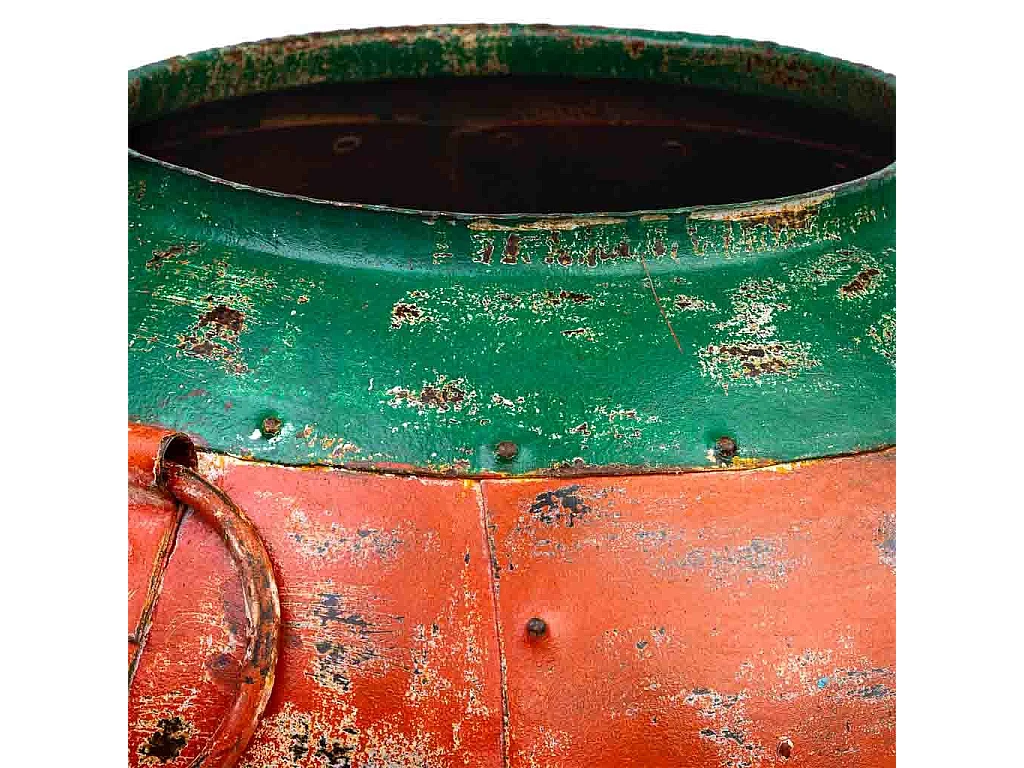 Vase en métal antique rouge 38x38x40h cm