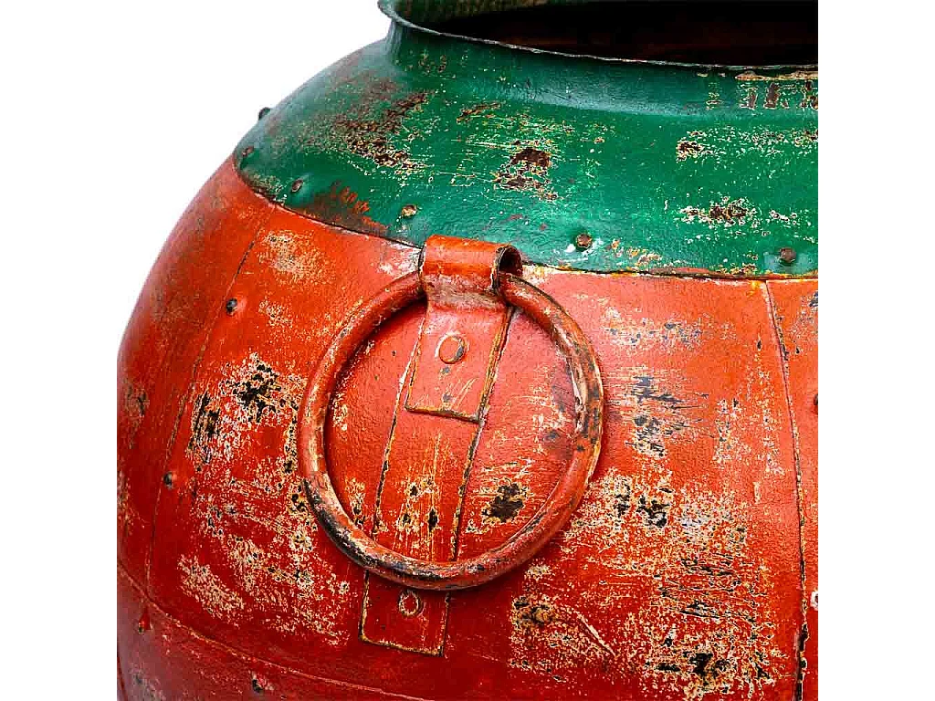 Vase en métal antique rouge 38x38x40h cm