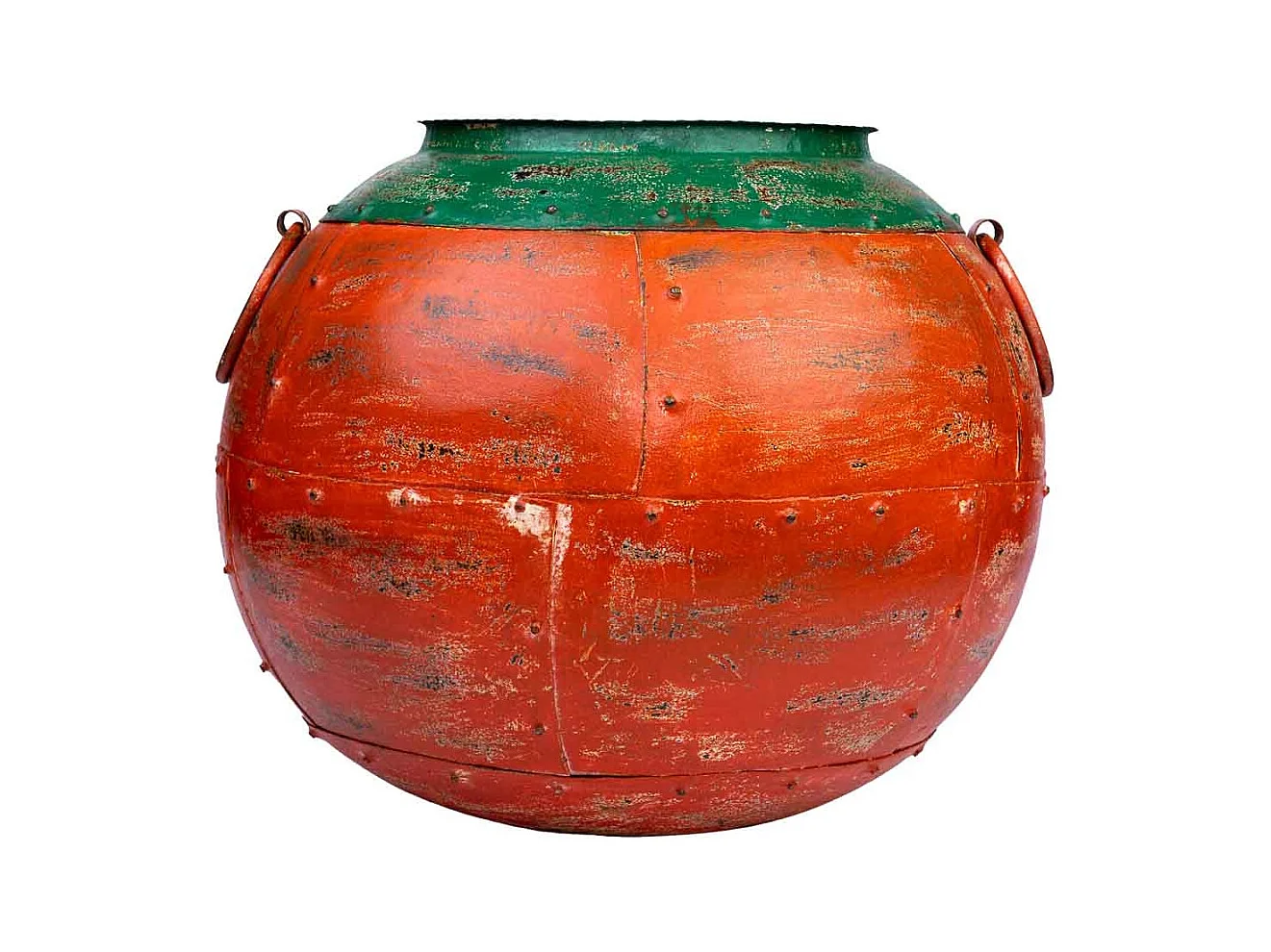 Vase en métal antique rouge 38x38x40h cm
