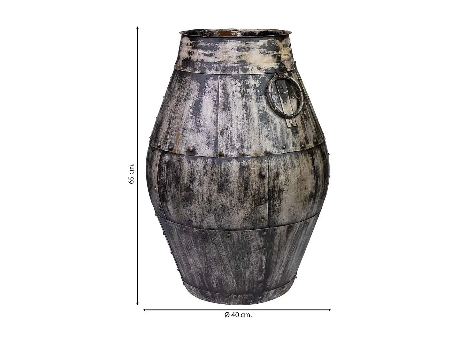 Vase aus grau gealtertem Metall 40x40x655