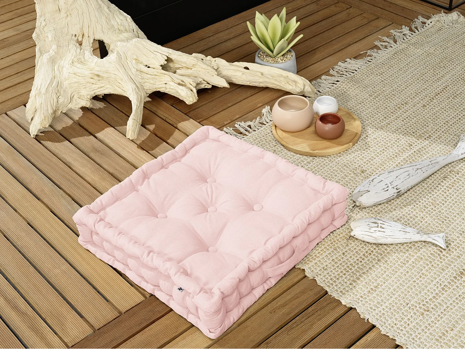 Cojín de suelo 50 x 50 x 10 cm KALA Terracota