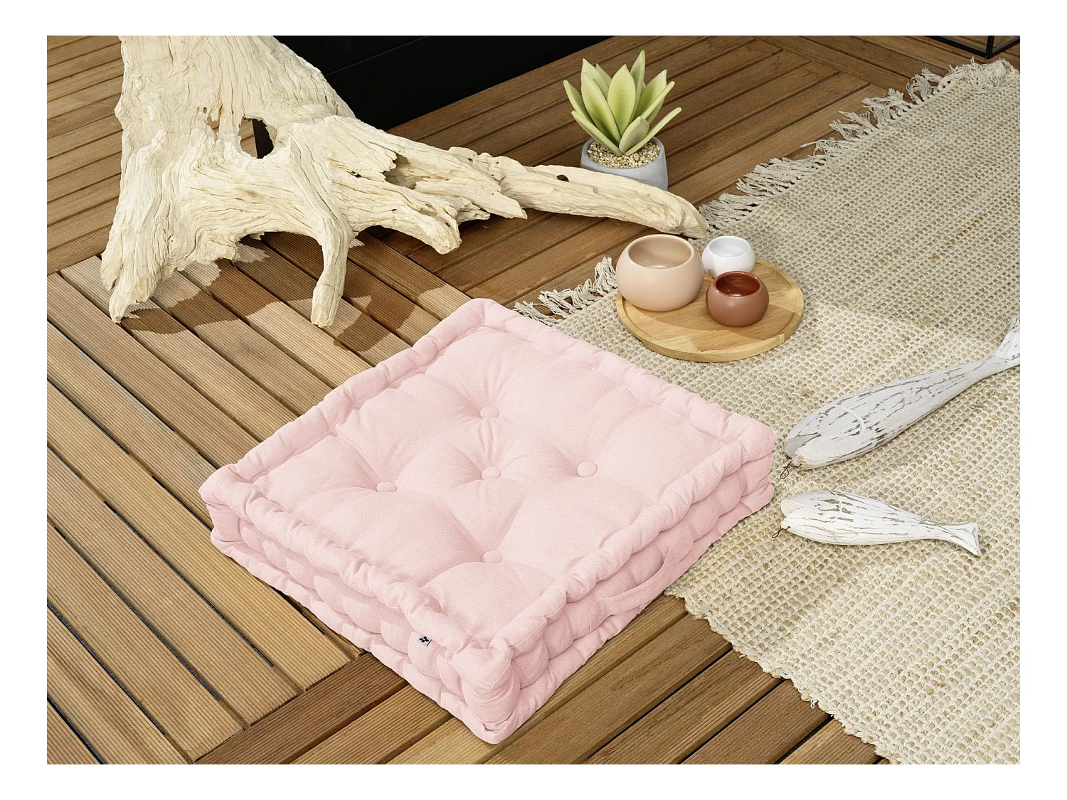 Coussin de sol 50 x 50 x 10 cm KALA Terracotta