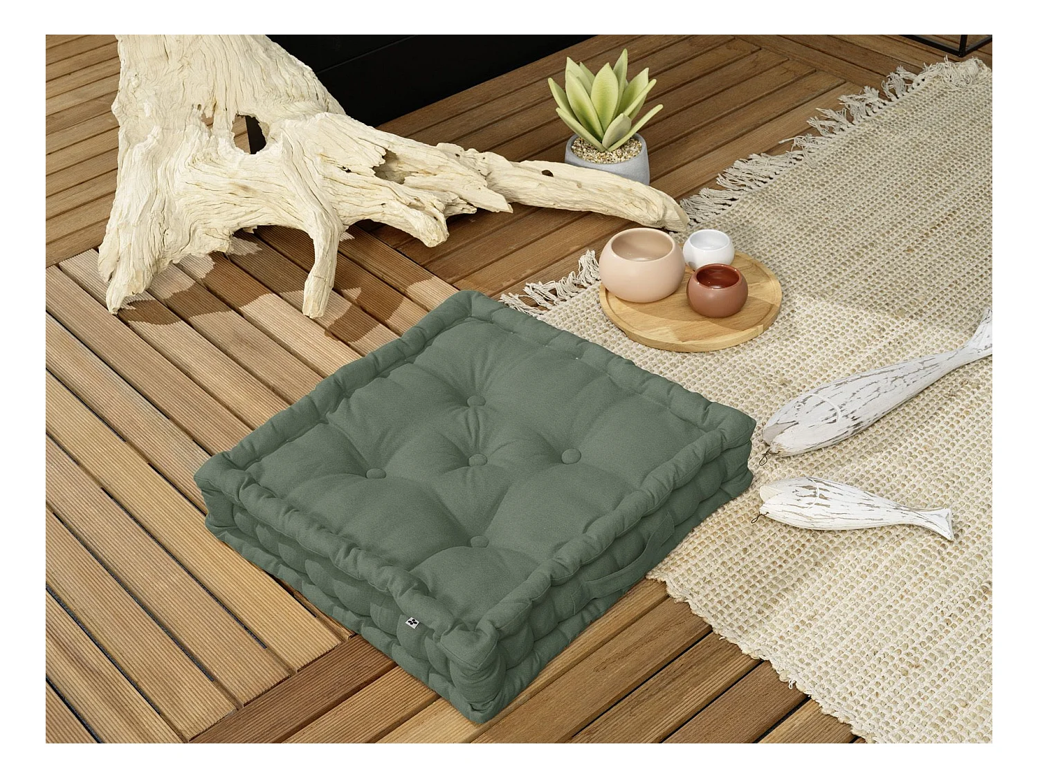 Coussin de sol 50 x 50 x 10 cm KALA Romarin
