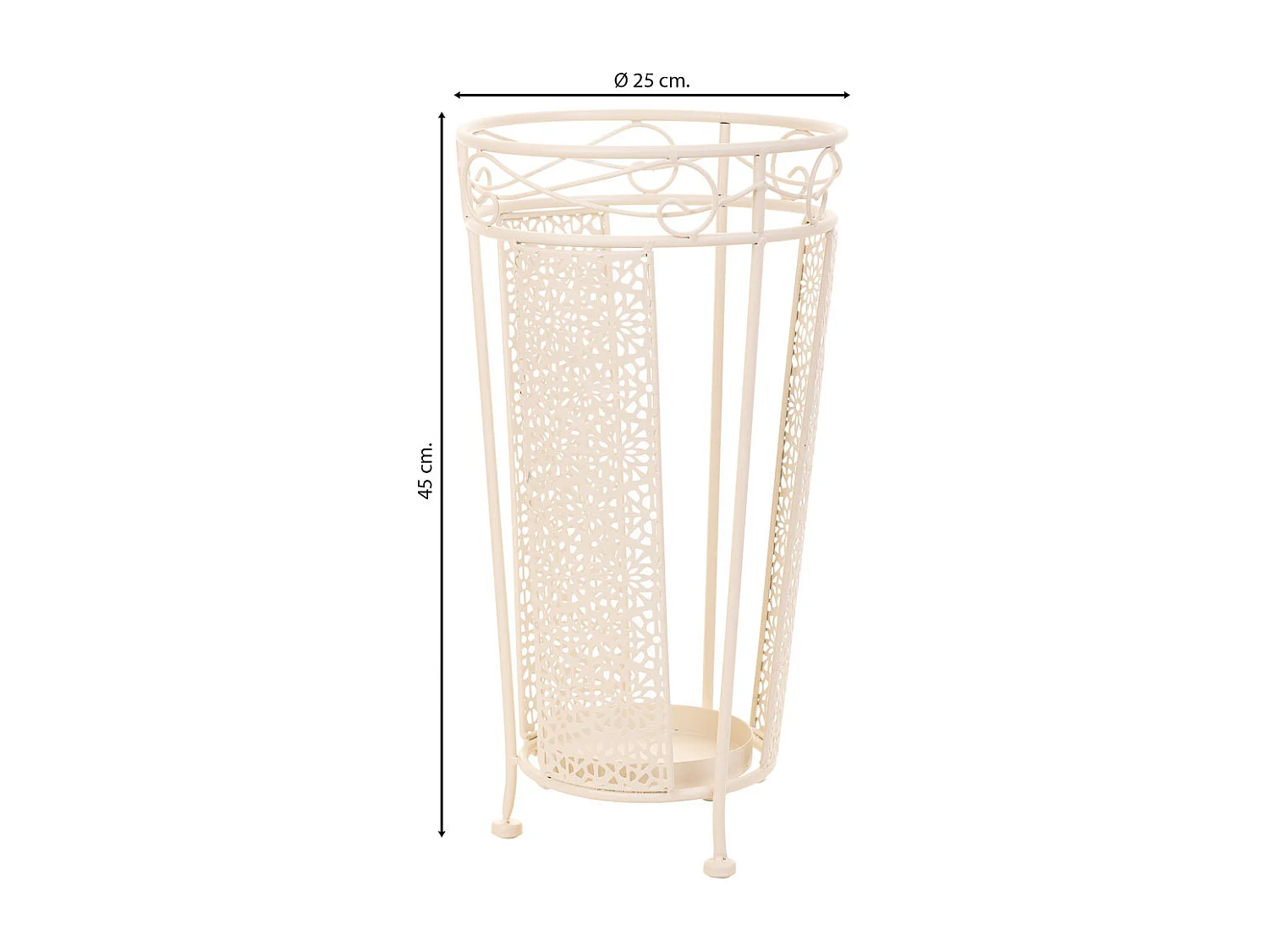 Suporte para guarda-chuva em ferro forjado branco 25x25x45 cm