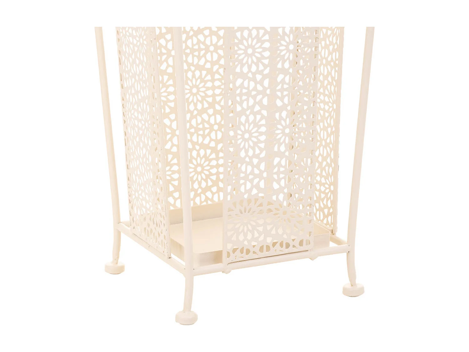 Suporte quadrado em ferro forjado branco 24x24x45 cm