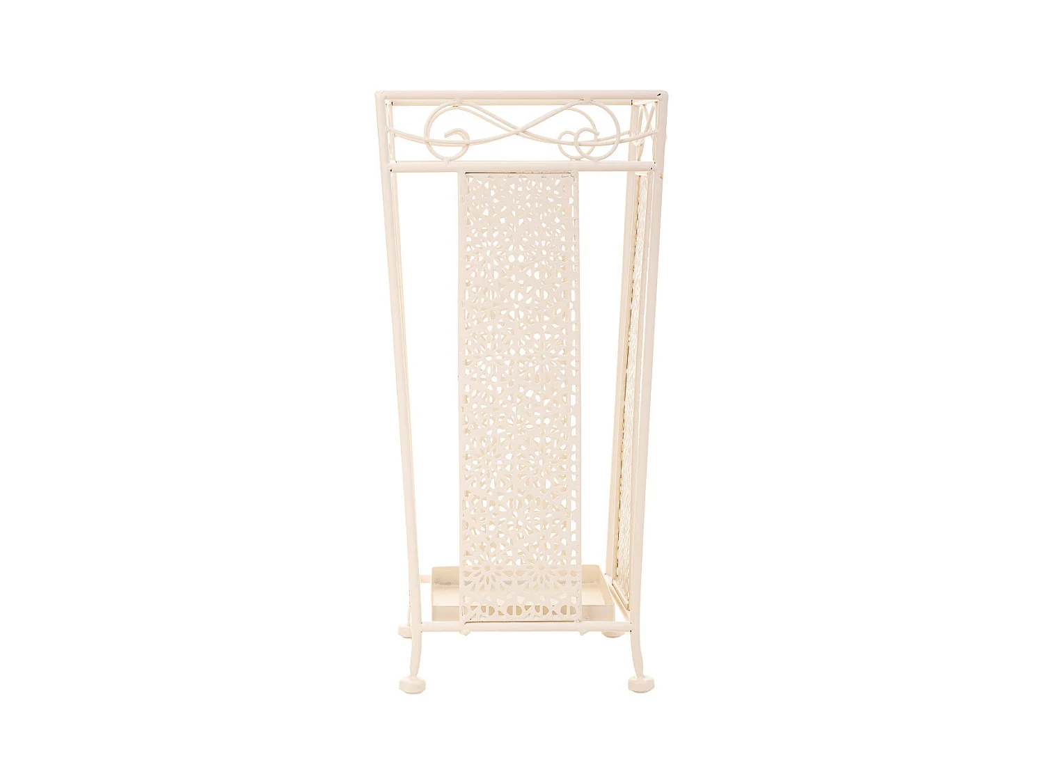 Porte-parapluie carré en fer forgé blanc 24x24x45h cm