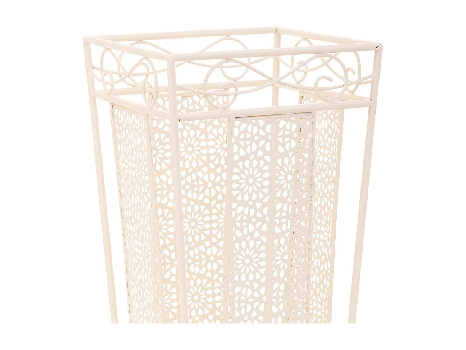 Porte-parapluie carré en fer forgé blanc 24x24x45h cm