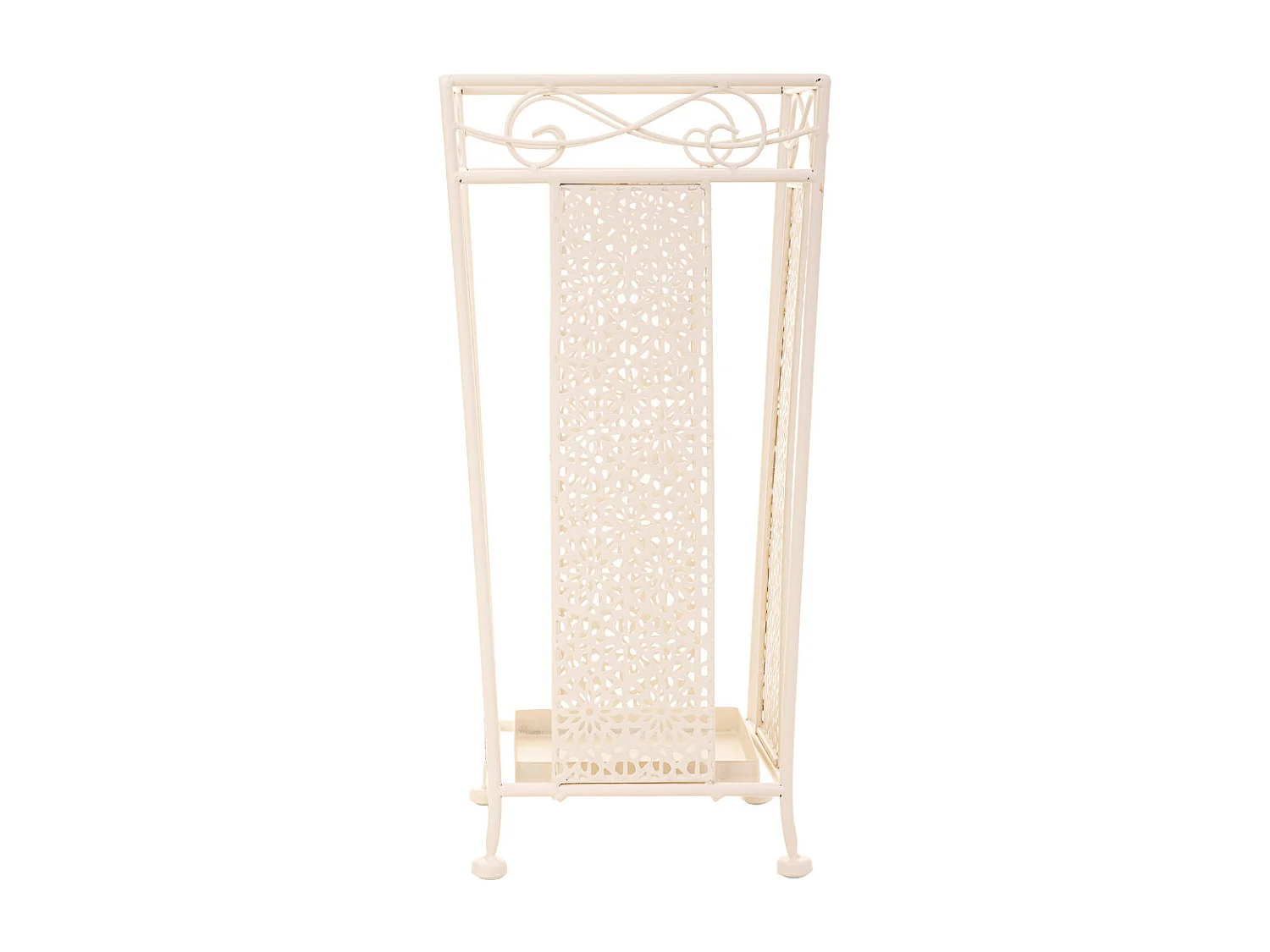 Suporte quadrado em ferro forjado branco 24x24x45 cm