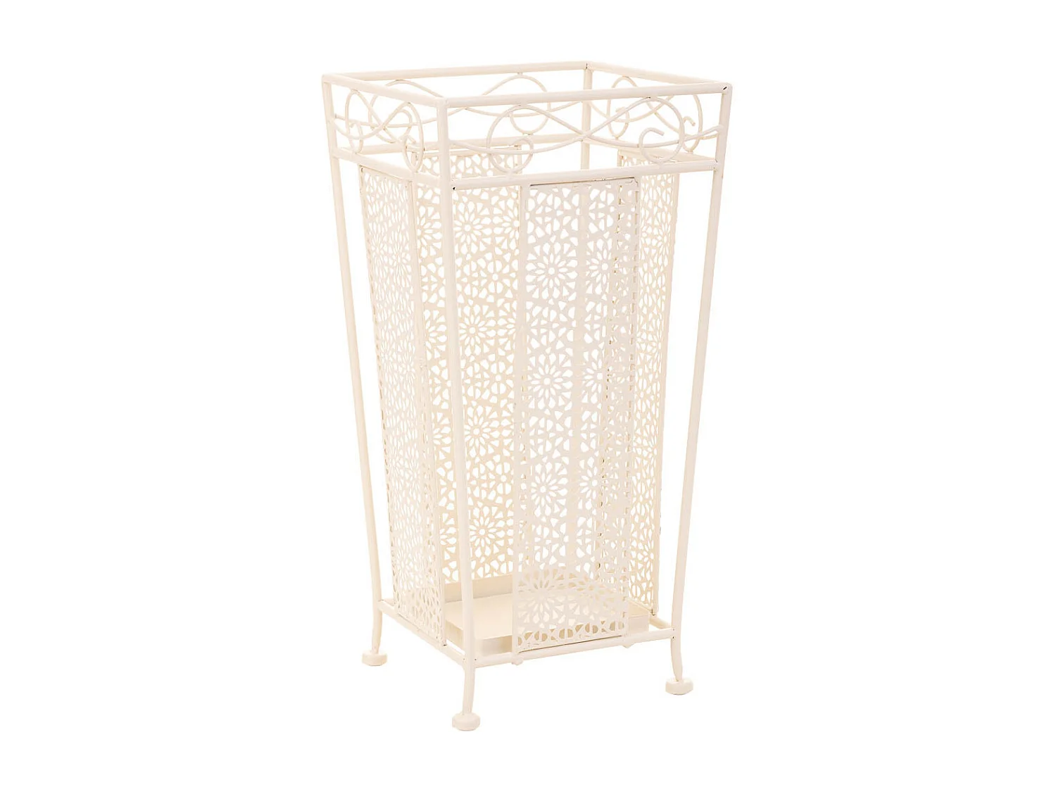 Suporte quadrado em ferro forjado branco 24x24x45 cm