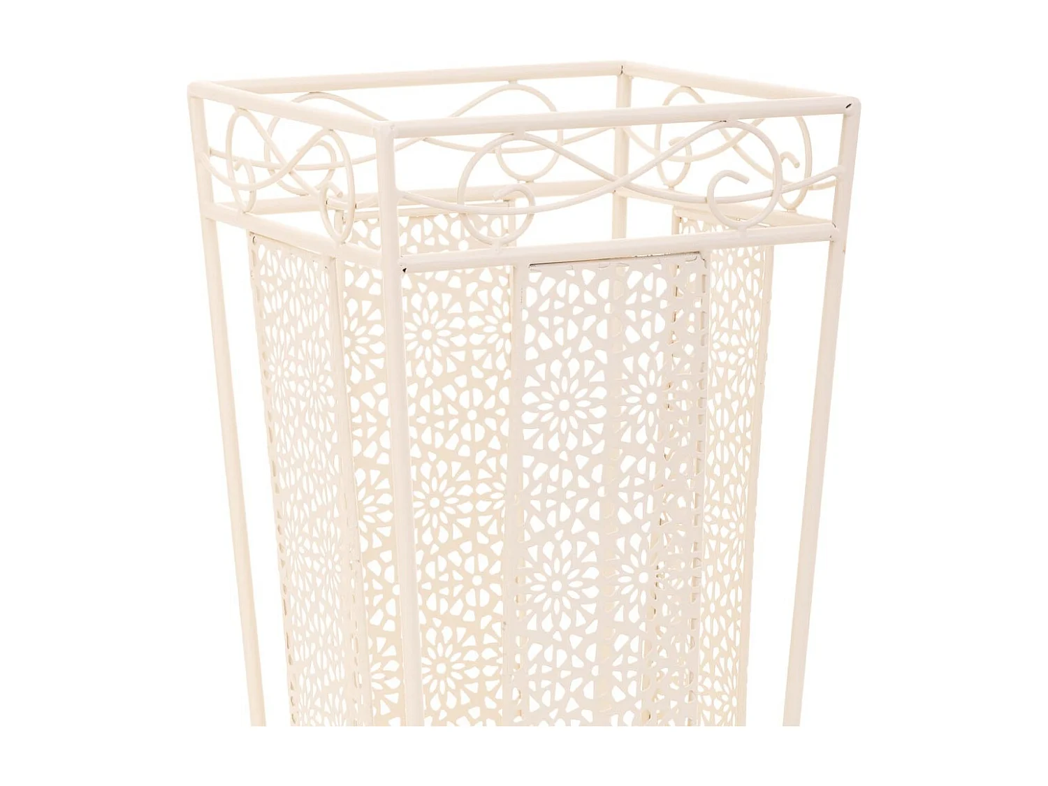 Suporte quadrado em ferro forjado branco 24x24x45 cm