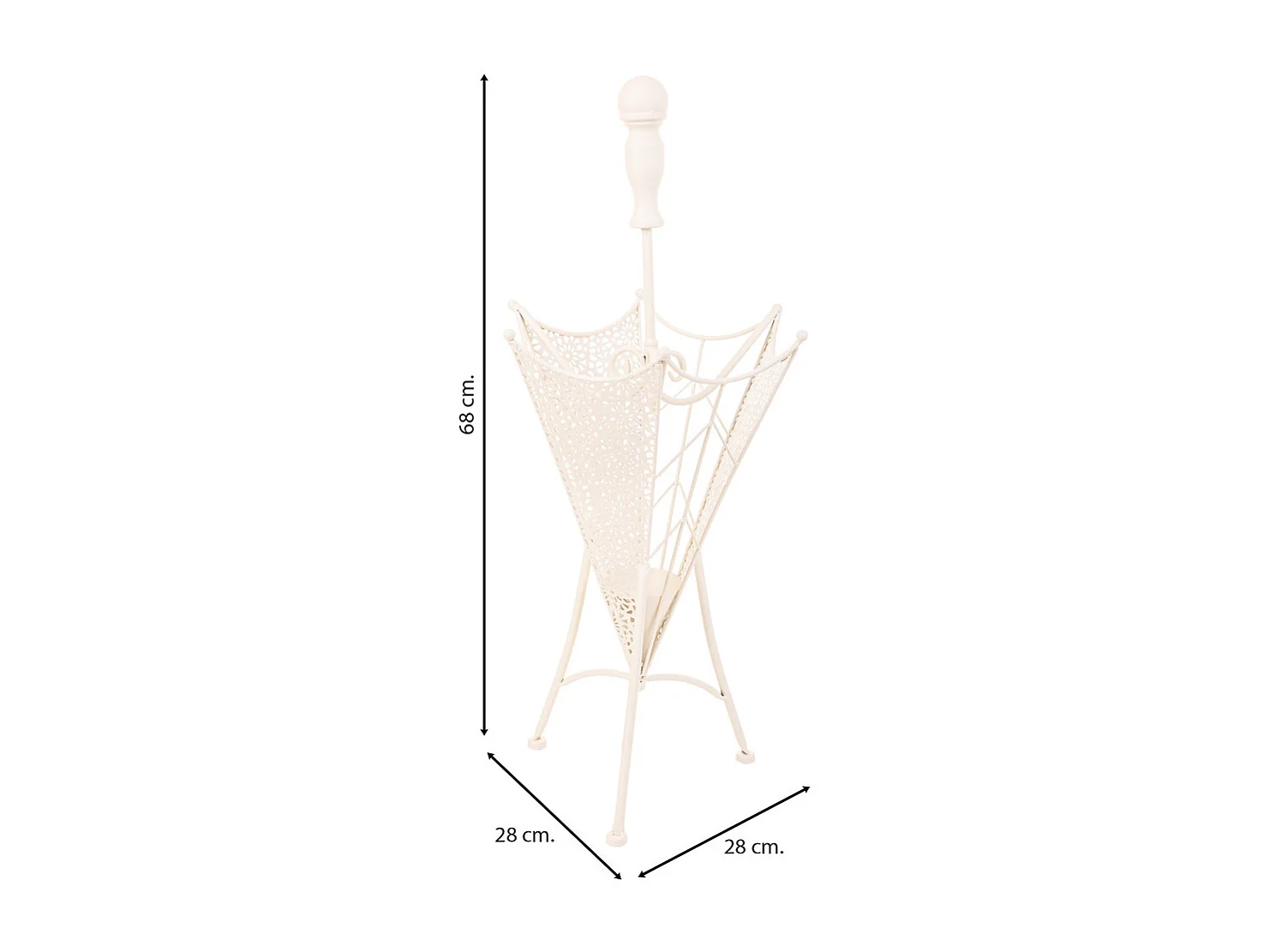 Suporte para guarda-chuva em ferro forjado branco 28x28x68 cm