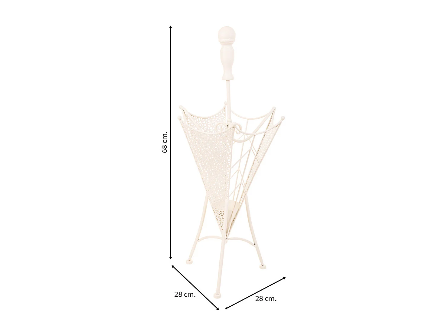 Paragüero de forja blanco 28x28x68