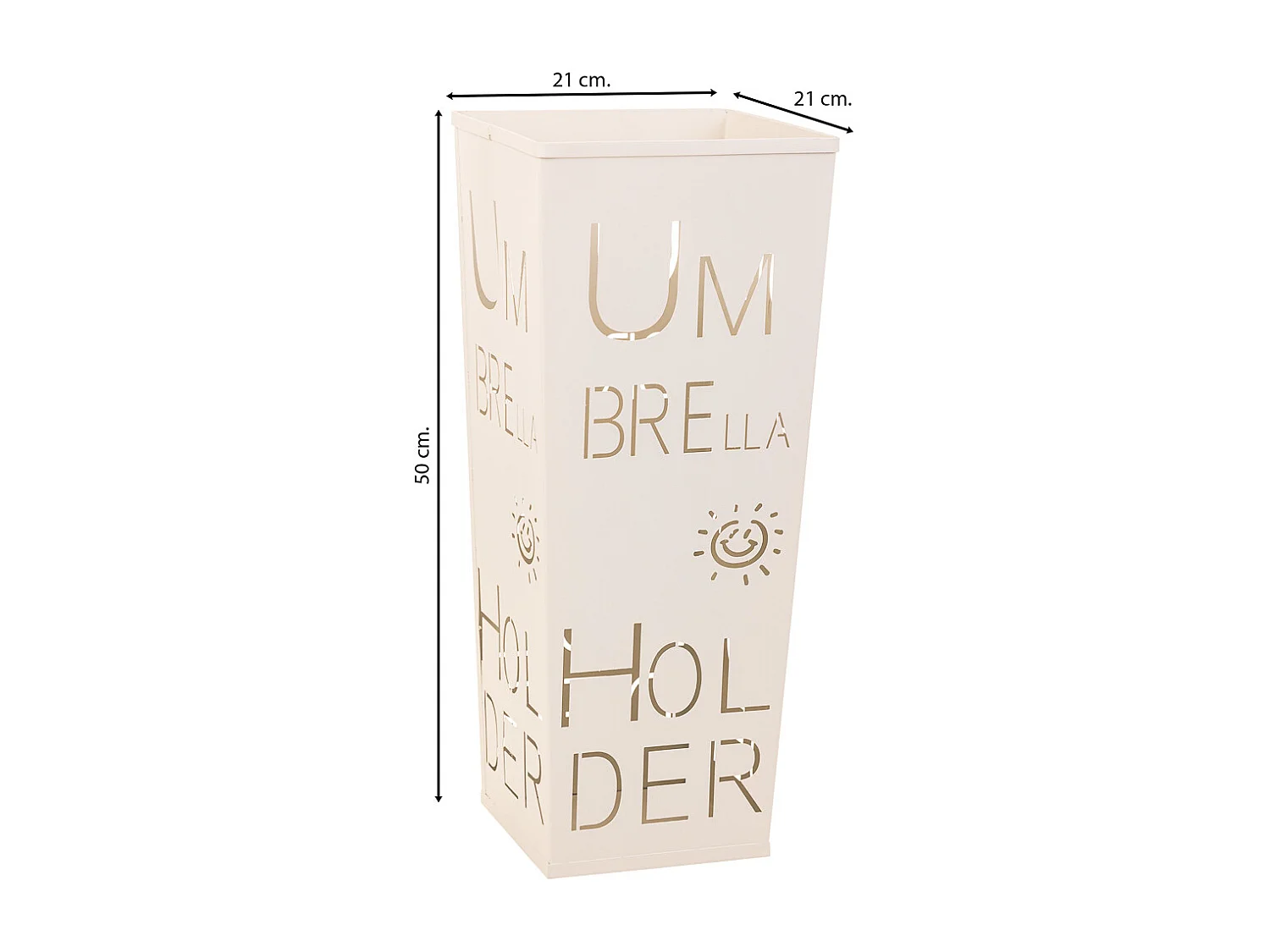 Porta-guarda-chuva redondo de metal branco 21x21x50 cm