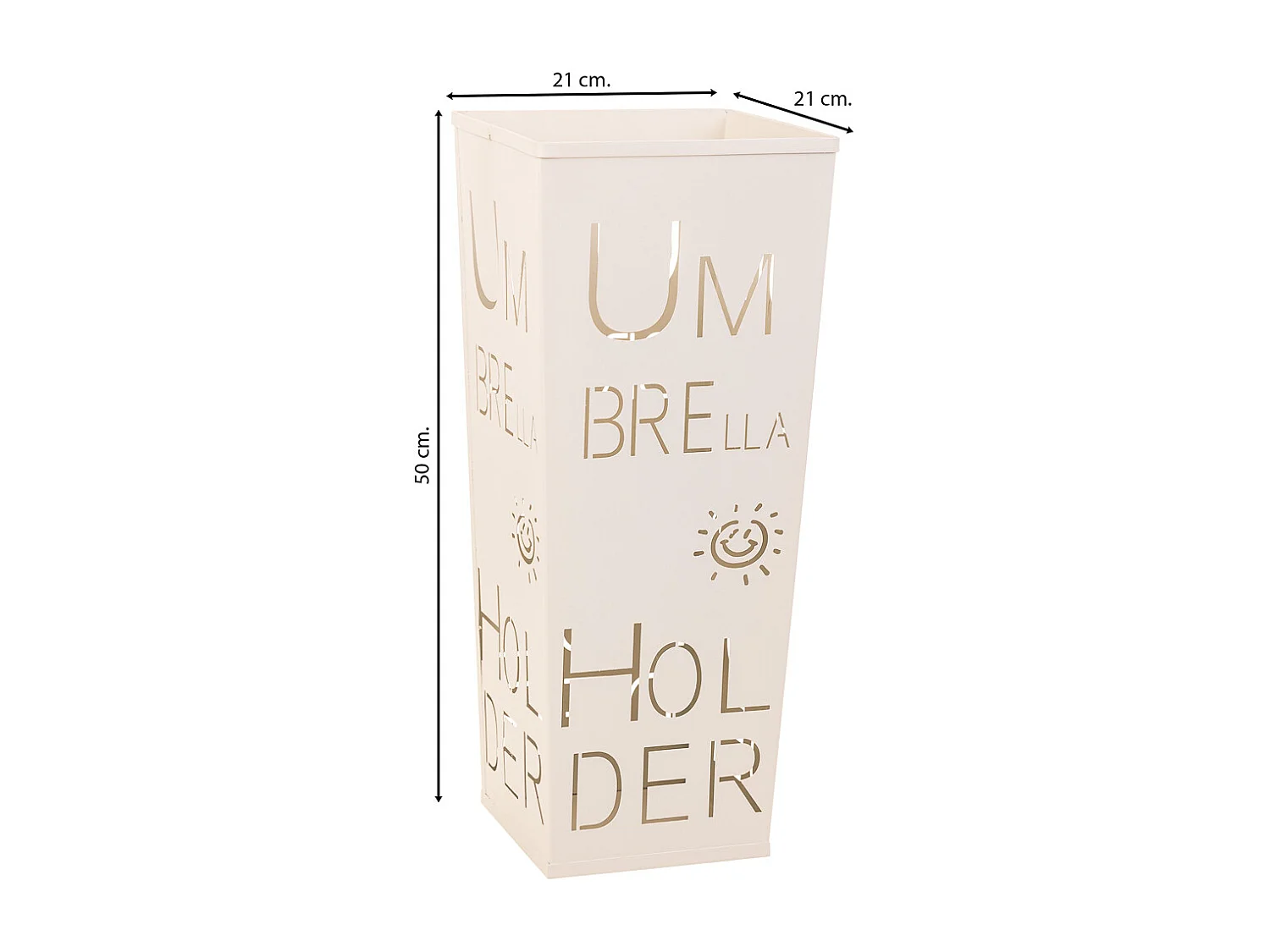 Quadratischer weißer Metall-Schirmständer 21x21x50