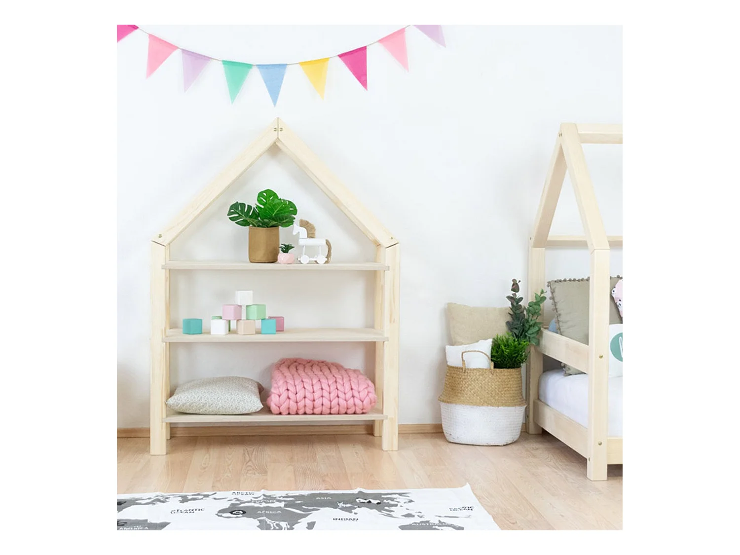 Lit cabane avec étagère 90 x 190 blanc