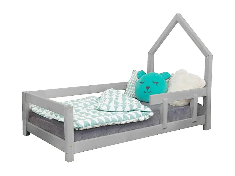 Lit cabane enfant POPPI 90 x 190 gris clair 1