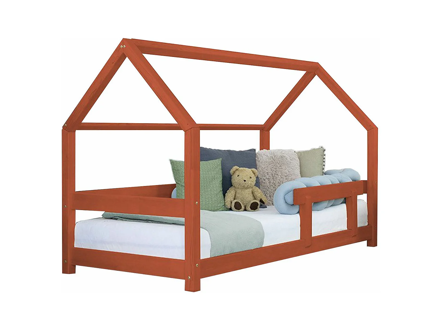 Lit cabane enfant TERY 80 x 160 rouge brique