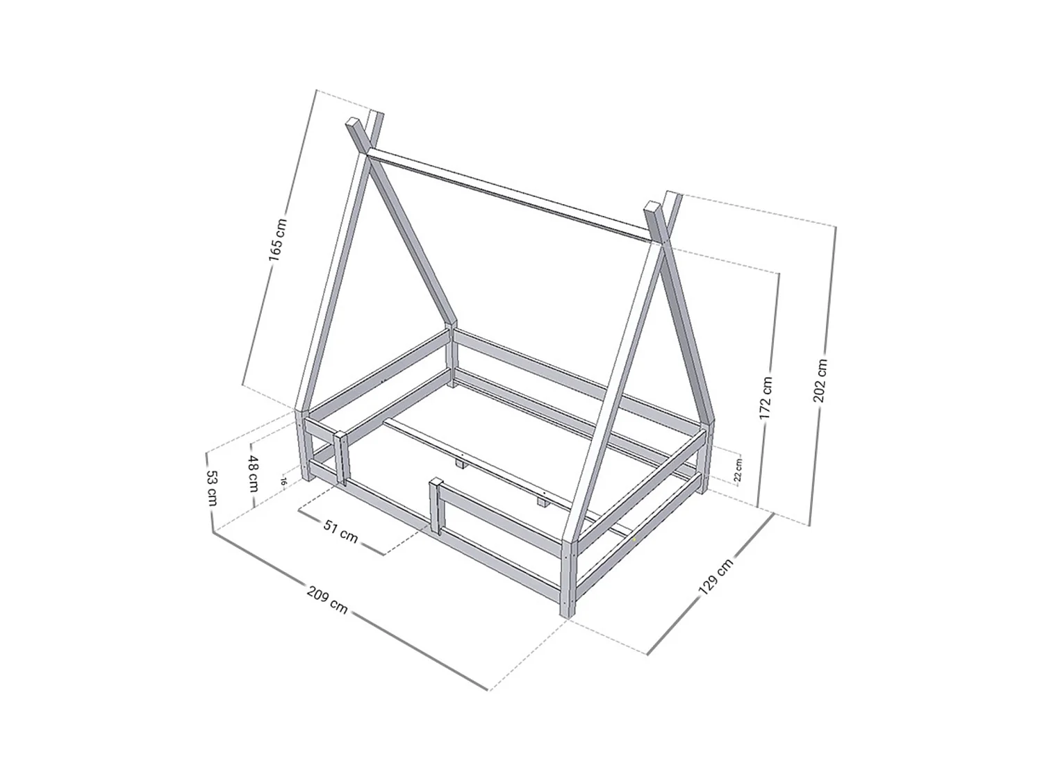 Lit cabane enfant NAKANA 120 x 200 rouge brique