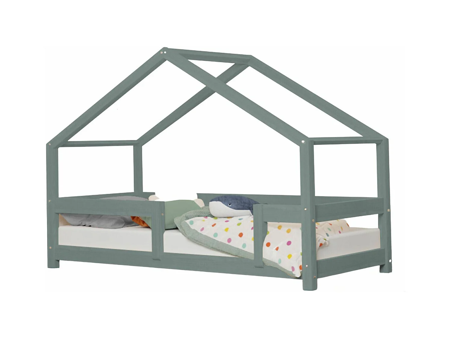 Lit cabane enfant LUCKY 90 x 160 vert sauge