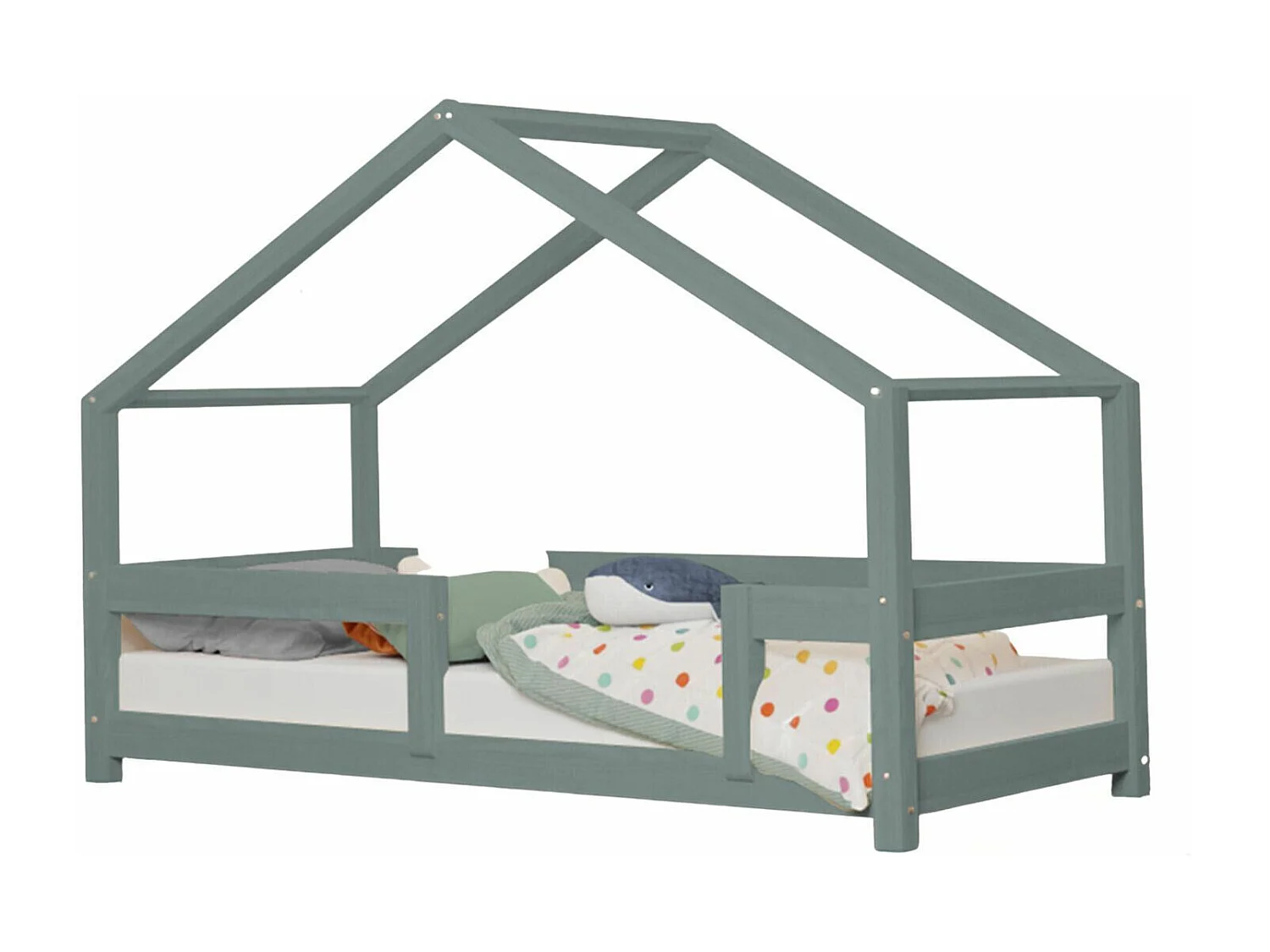 Lit cabane enfant LUCKY 90 x 160 vert sauge