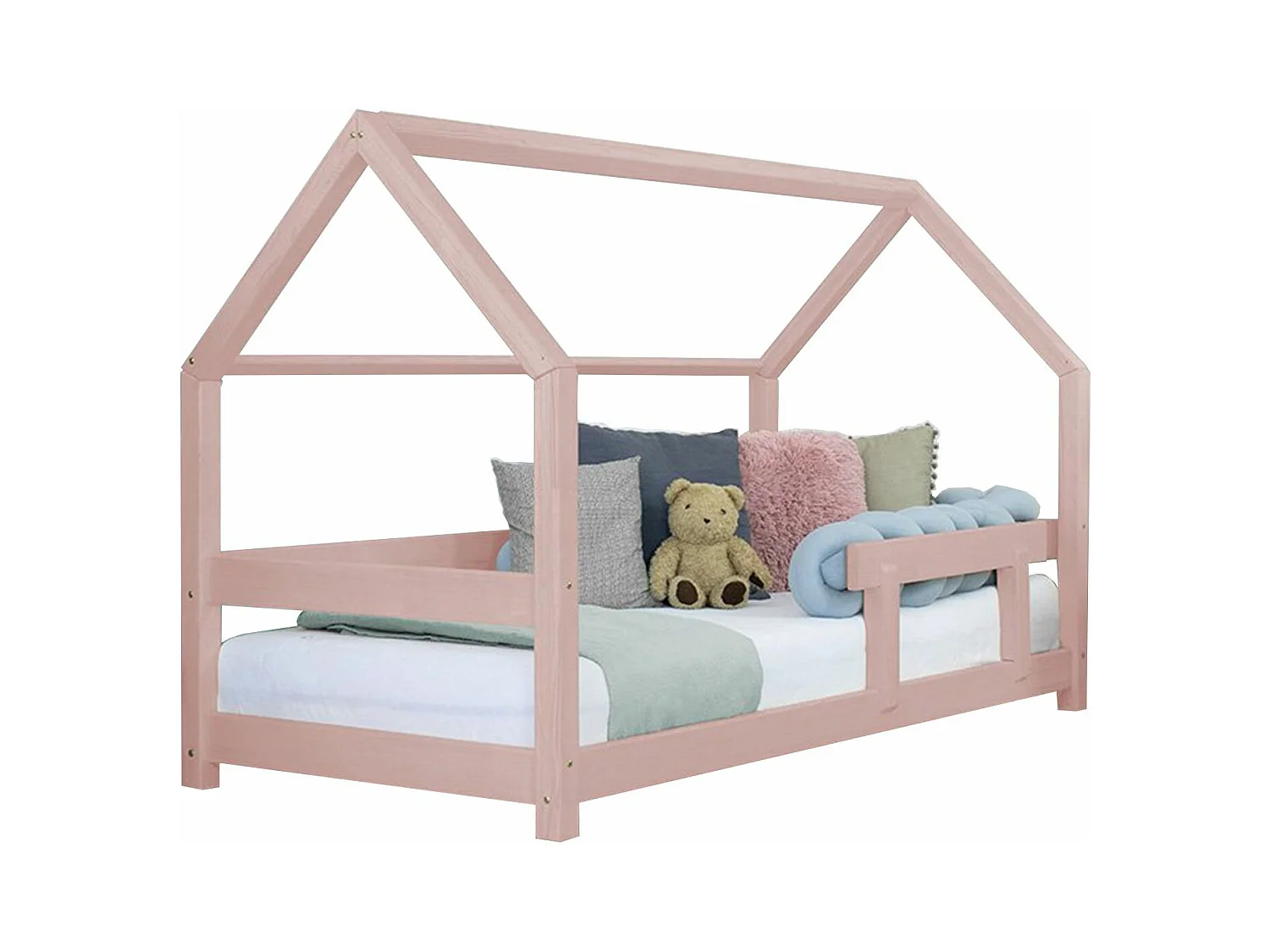 Lit cabane enfant TERY 90 x 200 rose pastel