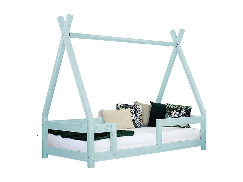Lit cabane enfant NAKANA 120 x 180 bleu clair