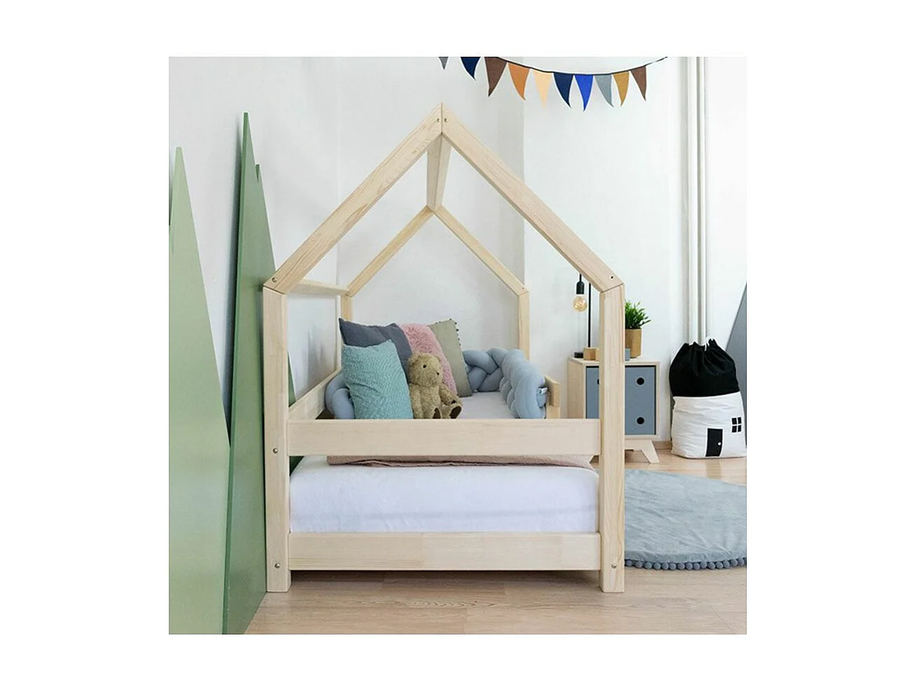 Lit cabane avec étagère 80 x 180 blanc