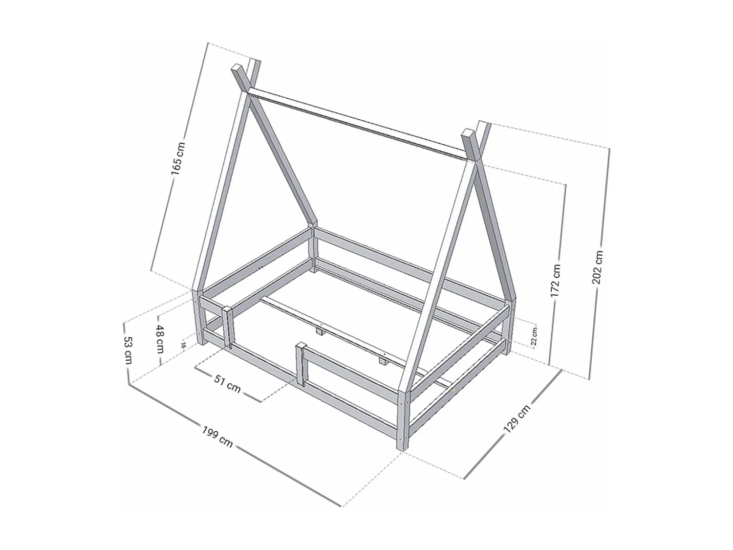 Lit cabane enfant NAKANA 120 x 190 bleu clair