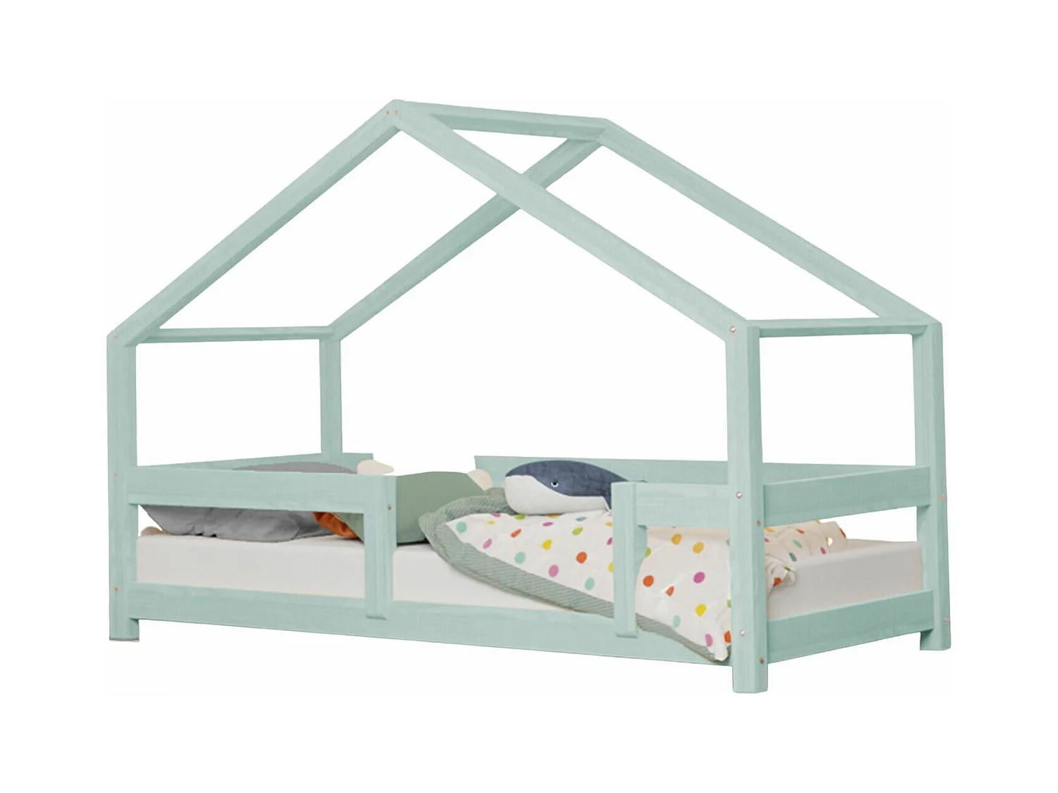 Lit cabane enfant LUCKY 120 x 180 bleu clair