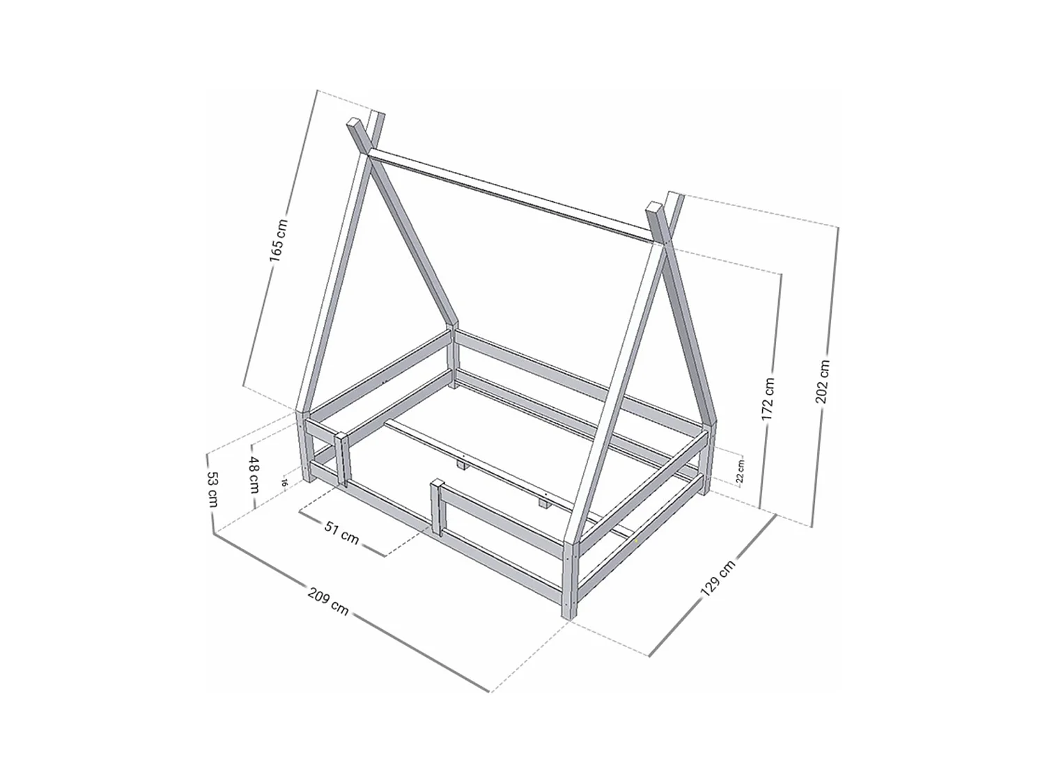 Lit cabane enfant NAKANA 120 x 200 bleu marine