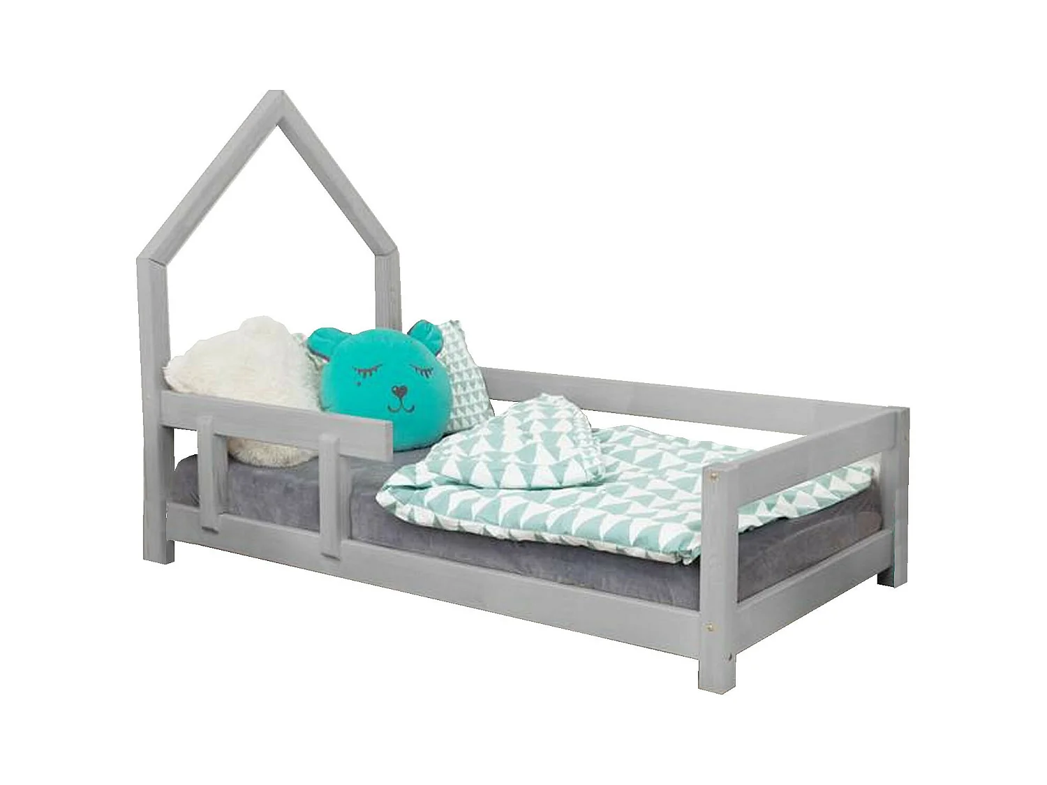 Lit cabane enfant POPPI 120 x 200 gris clair 2