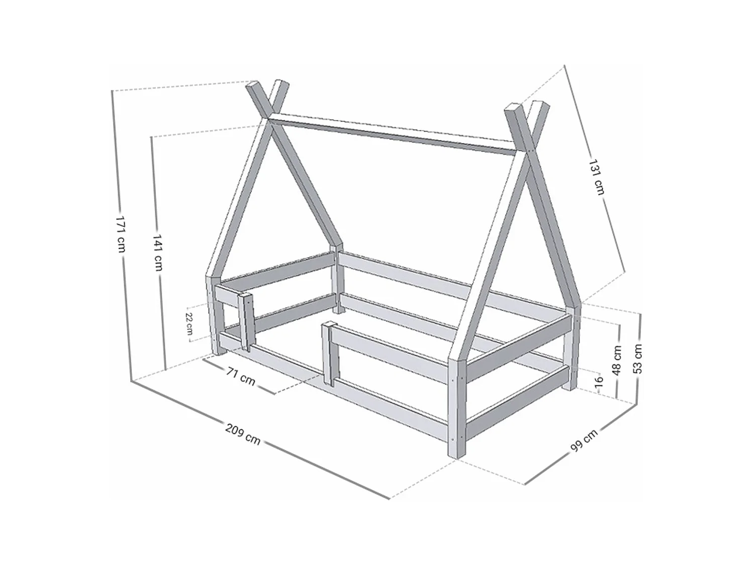Lit cabane enfant NAKANA 90 x 200 vert pétrole
