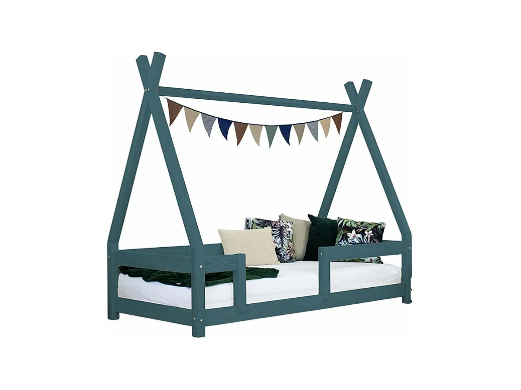 Lit cabane enfant NAKANA 90 x 200 vert pétrole