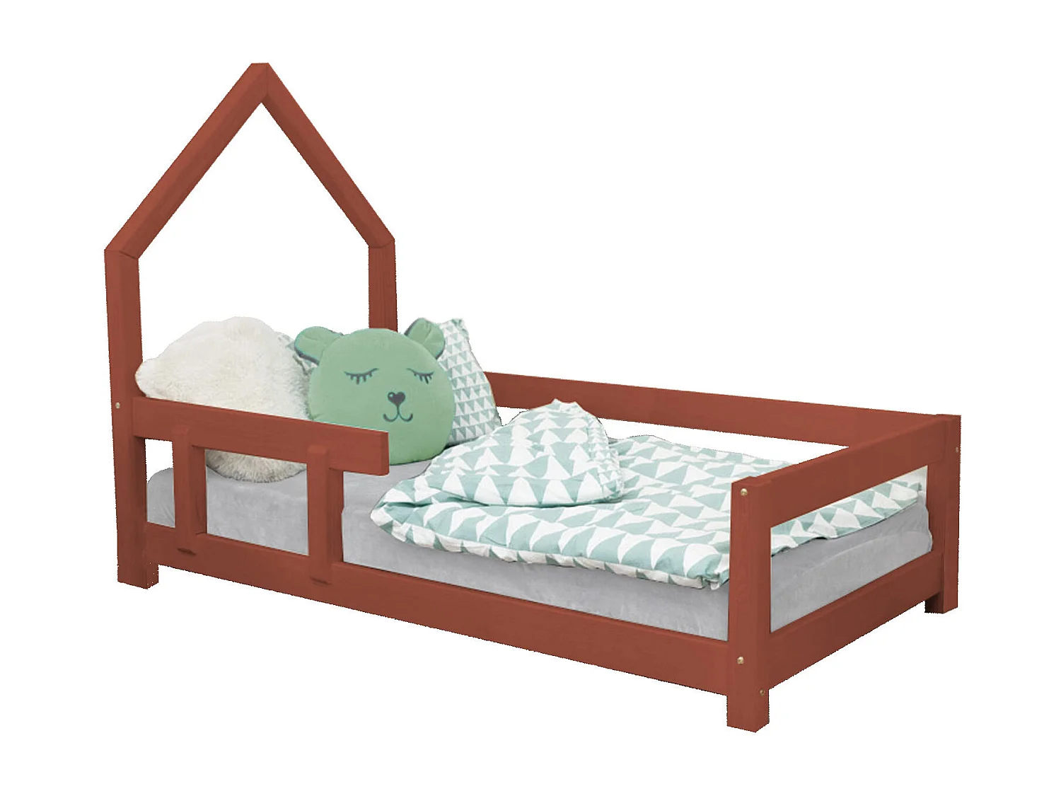 Lit cabane enfant POPPI 80 x 160 rouge brique 2