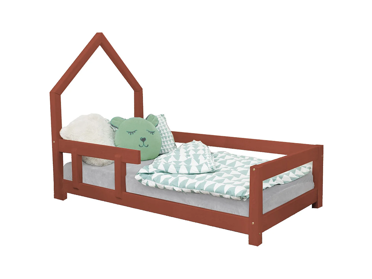 Lit cabane enfant POPPI 80 x 160 rouge brique 2