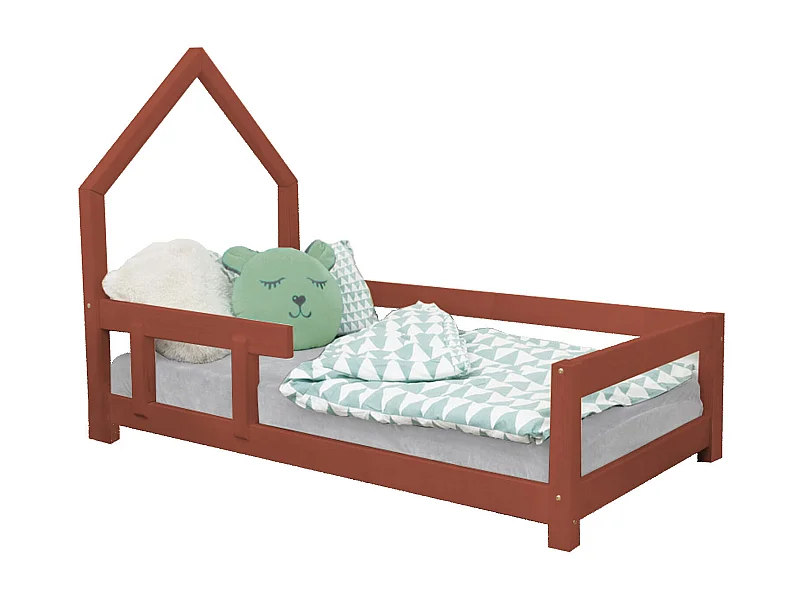 Lit cabane enfant POPPI 80 x 160 rouge brique 2