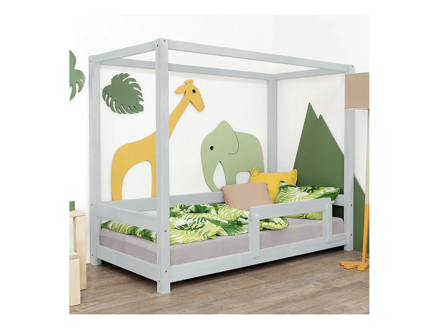Lit cabane enfant BUNKY 120 x 200 gris clair