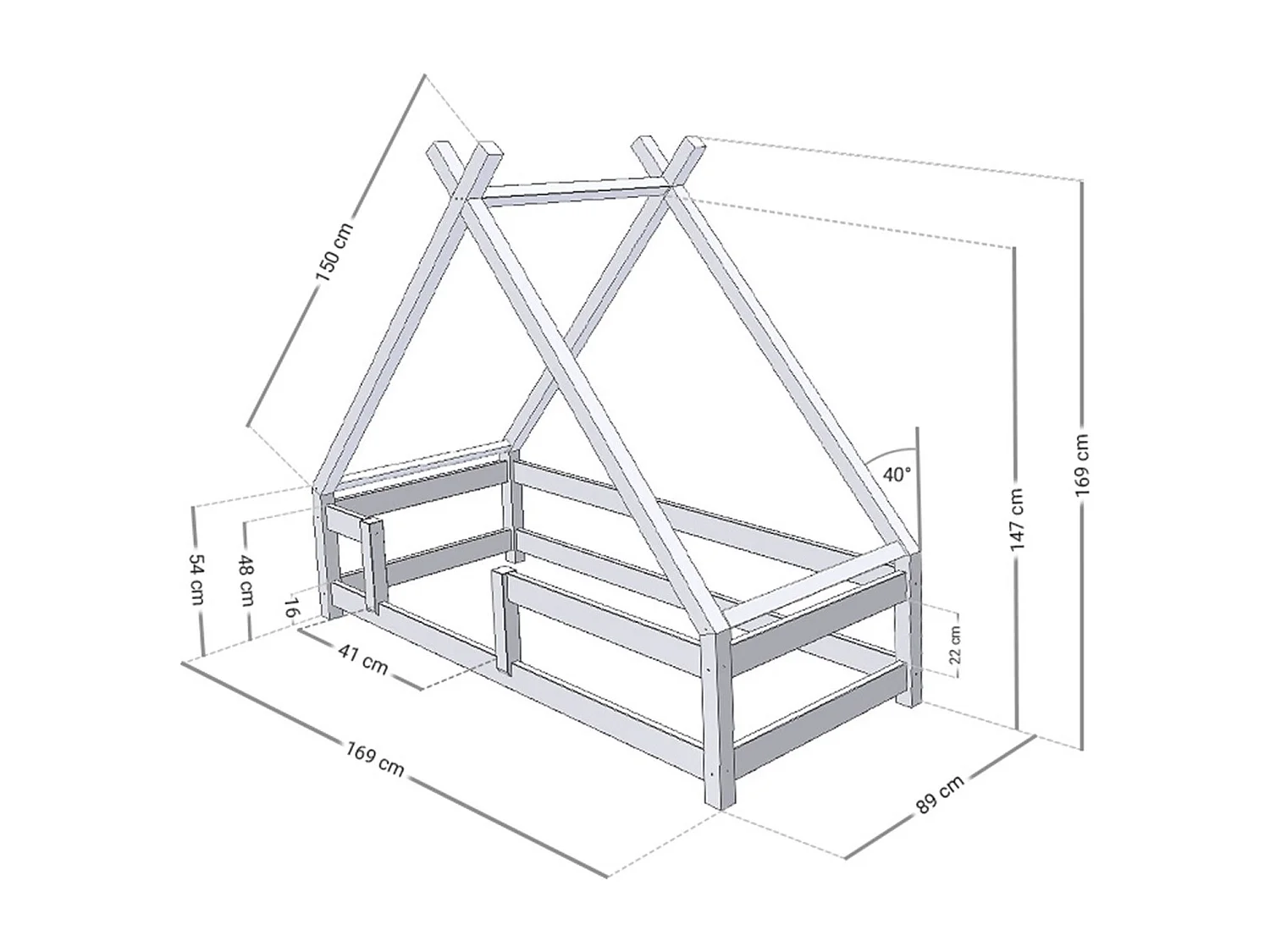 TAHUKA kinderbed 80 x 160 lichtblauw